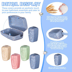 Four color options: pink, blue, nude, and green toothbrush covers