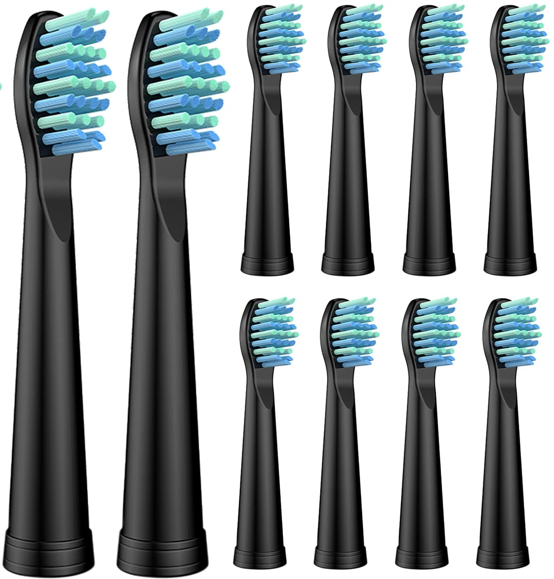 10-pack replacement heads compatible with Sonic-FX and SnapWhite toothbrushes in black