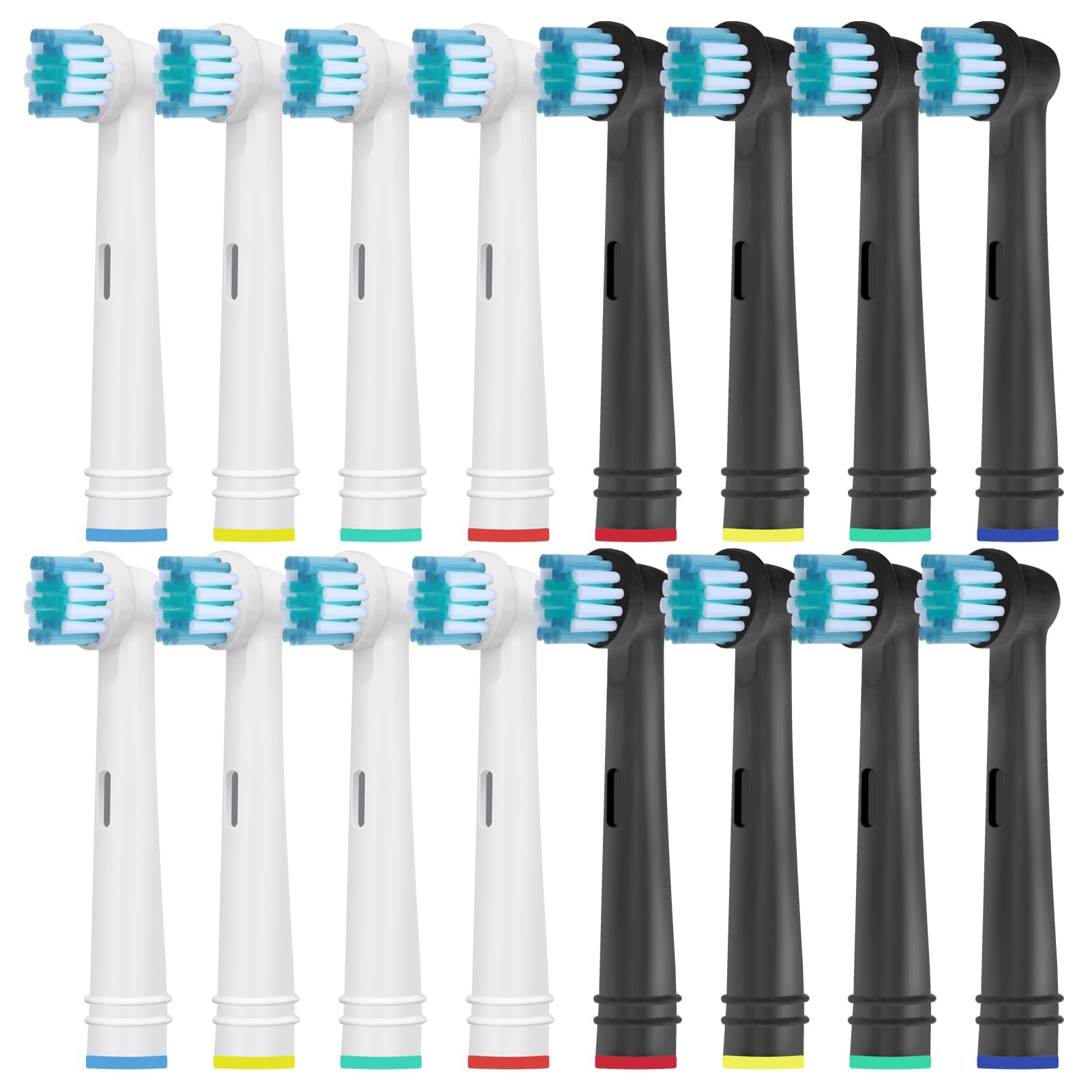 16-pack replacement heads with color rings for easy family identification