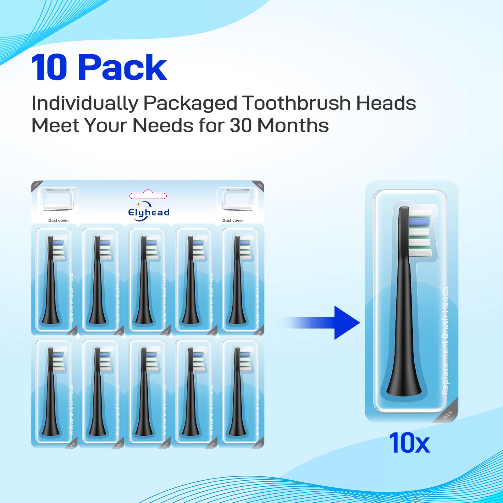 Gentle cleaning black replacement brush heads for Rtauys S5