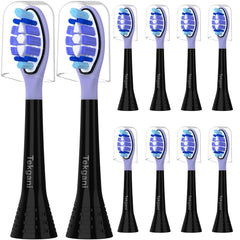 Tekgani toothbrush replacement head compatible with Philips Sonicare Click-On handles, pack of 10, black
