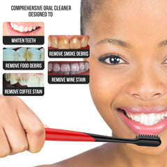 Toothbrush with power tip reaching between teeth for deep cleaning