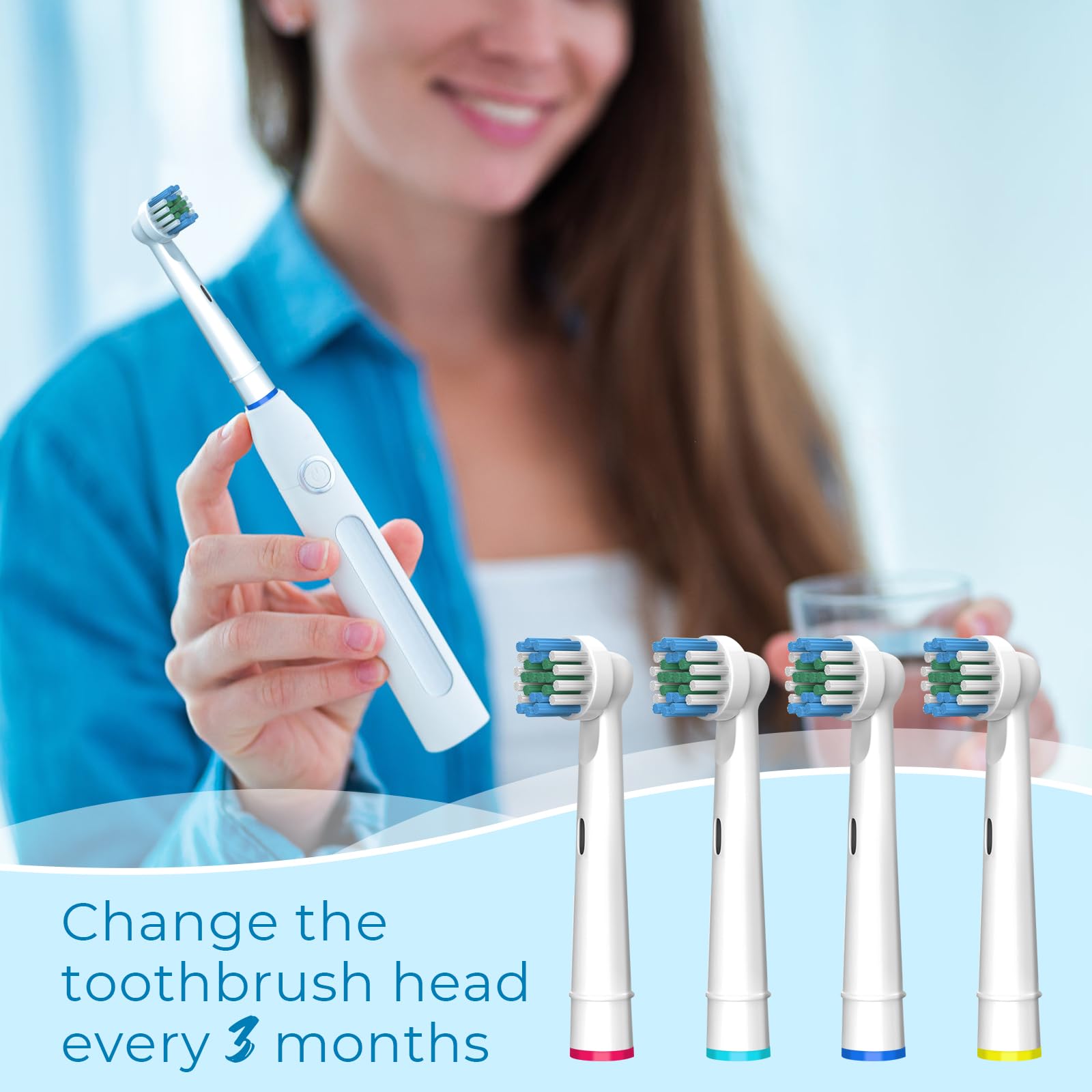 High-density flocked replacement head for Braun/Oral-B, white
