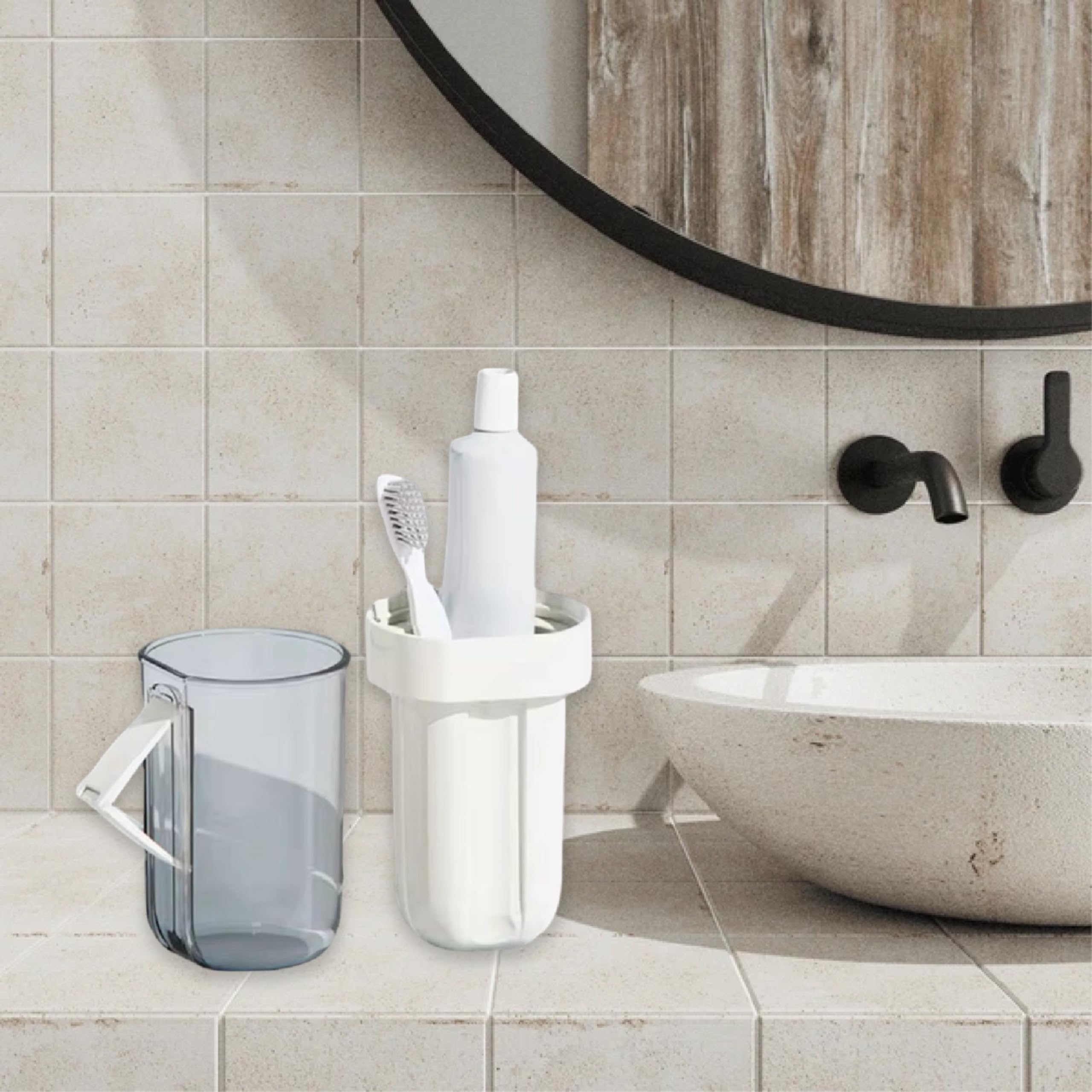 Travel case storing toothbrush, toothpaste, and small essentials