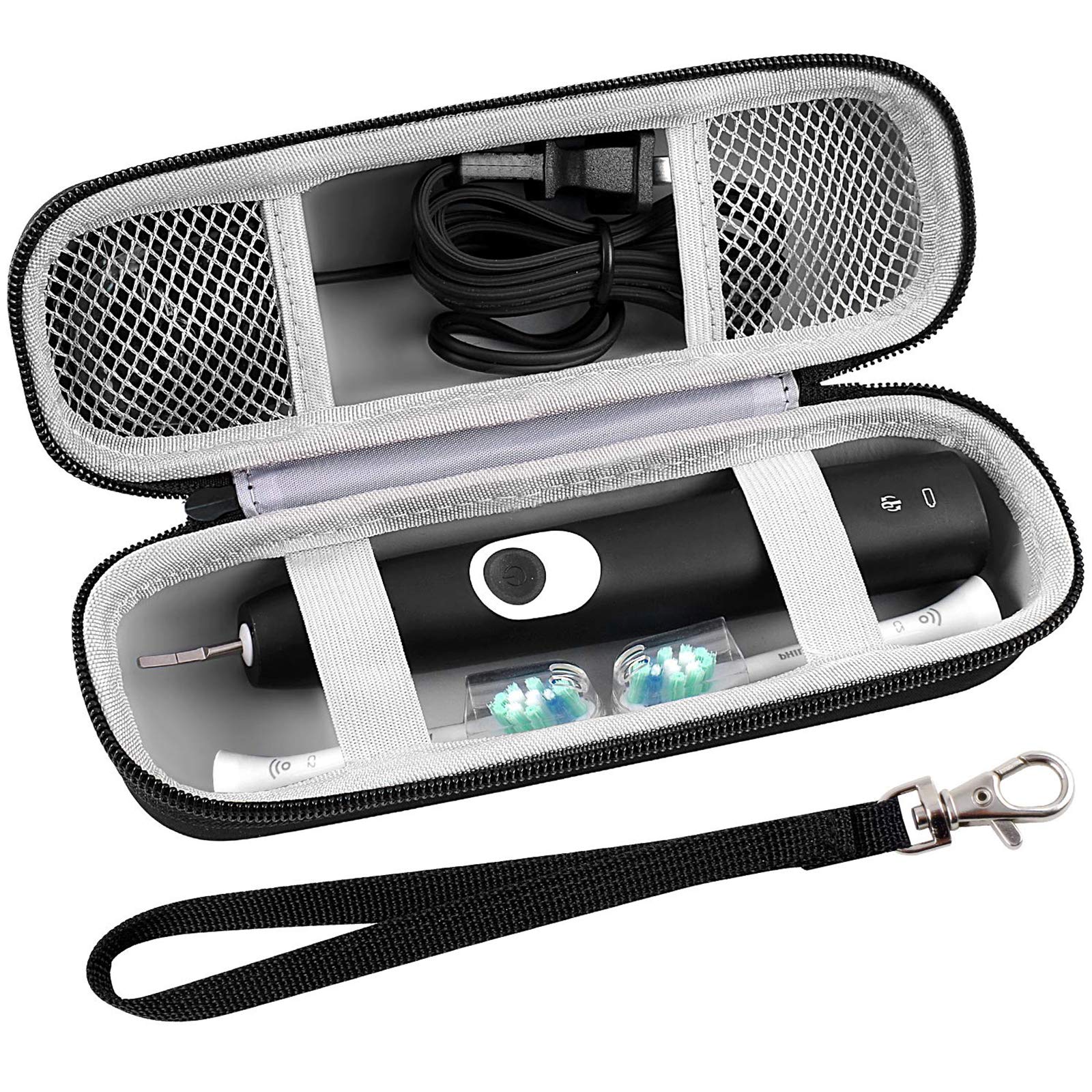 Black hard EVA toothbrush travel case exterior
