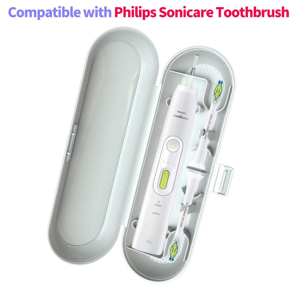 Close-up of the white toothbrush travel case
