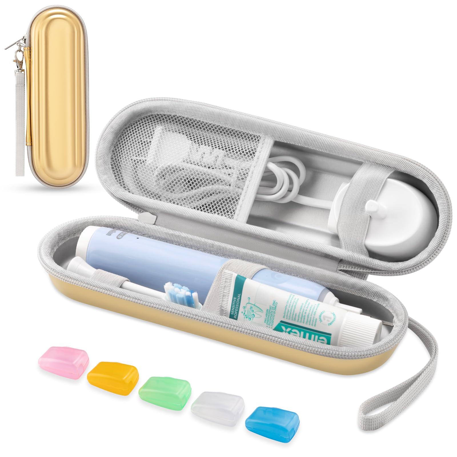 Dazzling Gold toothbrush travel case exterior