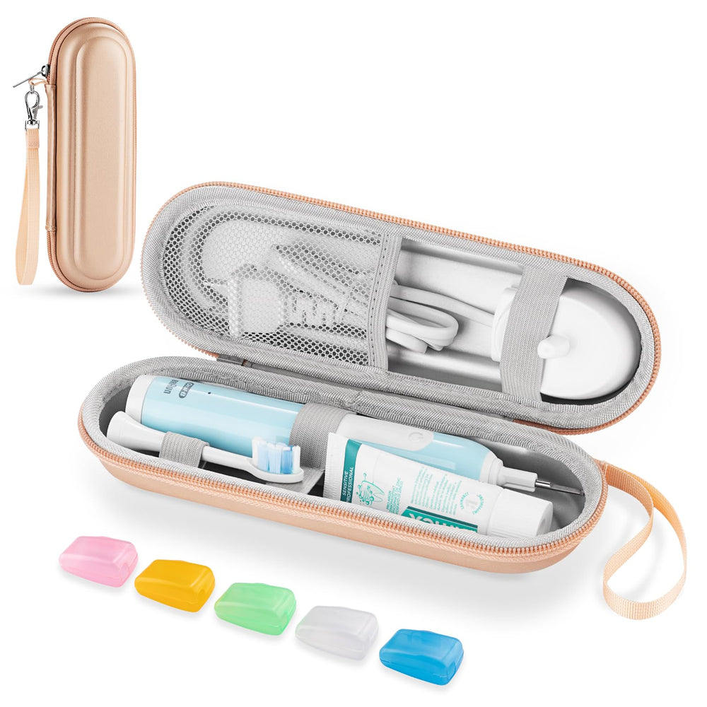 Gold toothbrush travel case with cap