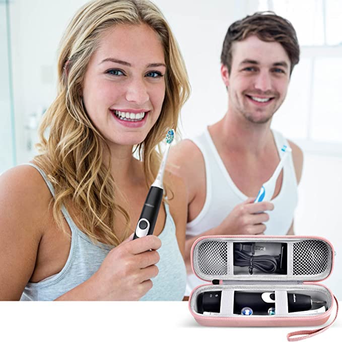 Portable travel case with a carry strap for on-the-go dental care