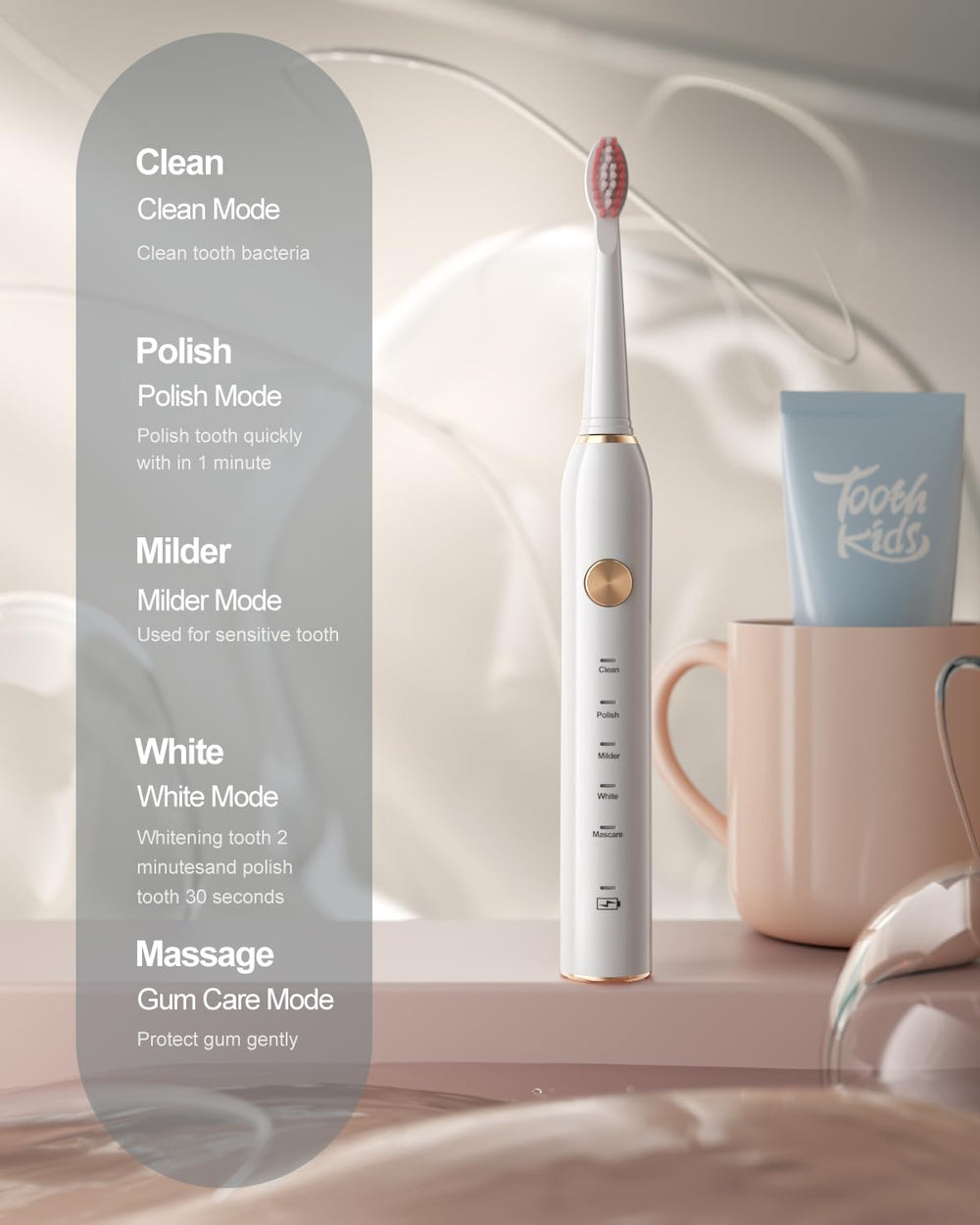 White color toothbrush angled view