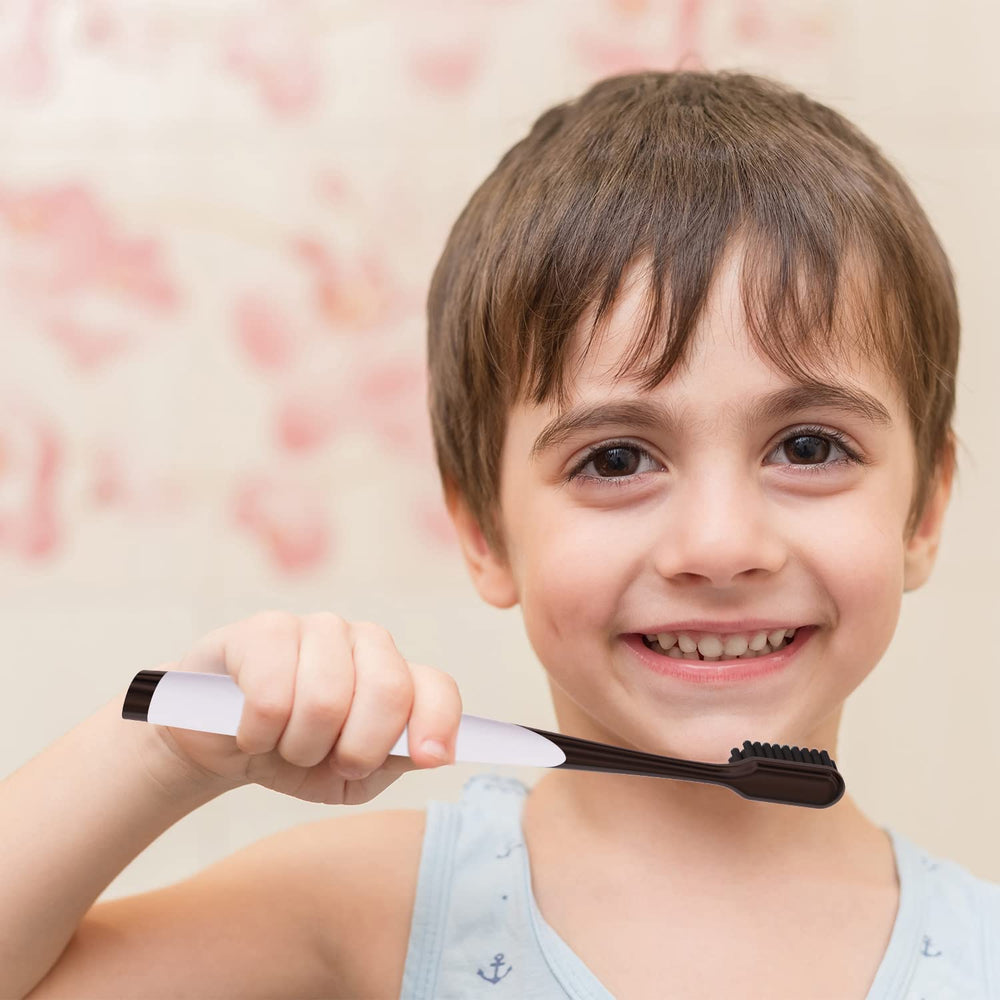 Toothbrush with power tip and angled bristles for deep cleaning