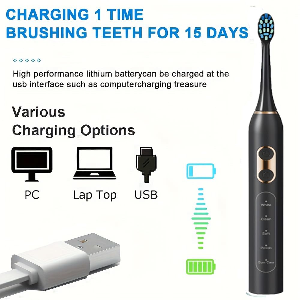 8 DuPont brush heads included for long-lasting brushing