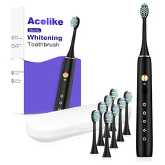 Front view of whitening electric toothbrush in black
