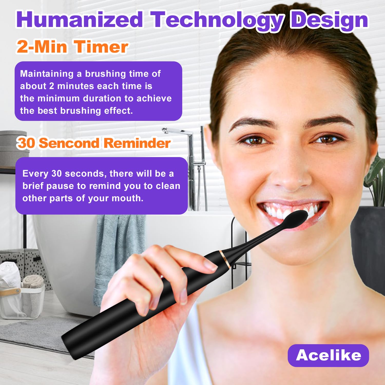 Eight replacement brush heads included with the toothbrush