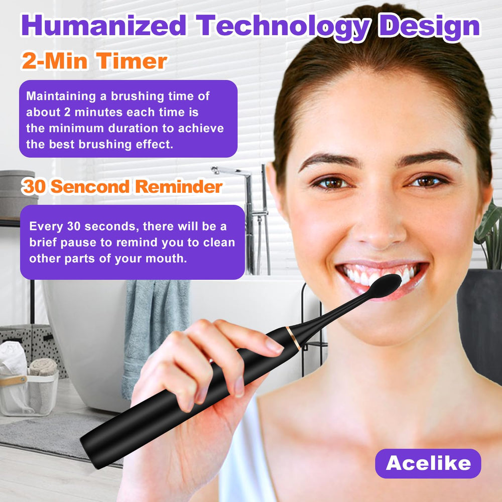 Eight replacement brush heads included with the toothbrush