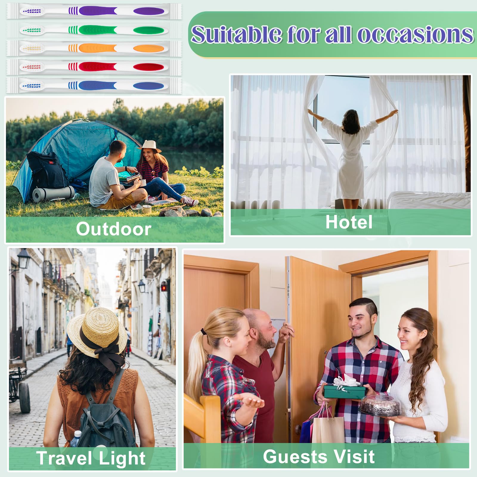 Each brush includes a 5g toothpaste sachet