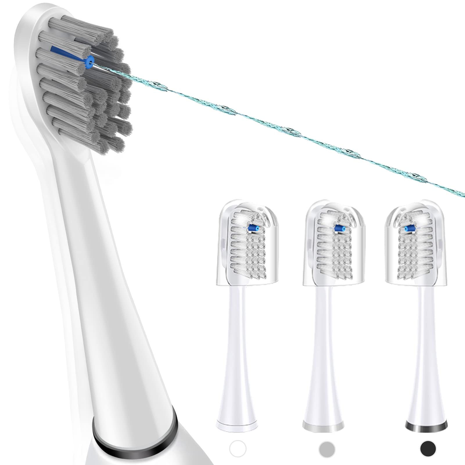 Toothbrush replacement heads SF01–SF04 white 3-pack packaging