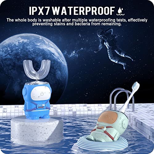 IPX7 waterproof rating and 60-second smart reminder feature on kid's toothbrush