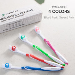 Close-up of another individually wrapped toothbrush from the 120-pack