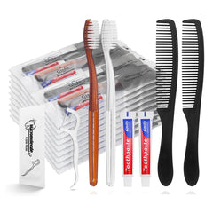 50-pack disposable toothbrushes with toothpaste and comb bundle