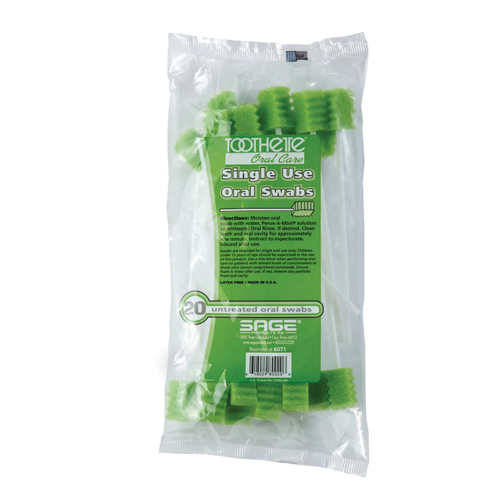 Bag of 20 Toothette Oral Care Plus swabs