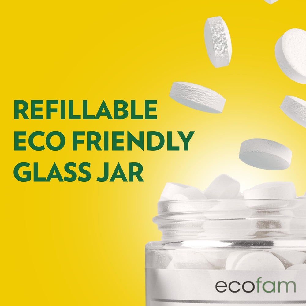 Assorted EcoFam toothpaste tablets flavors including Candy Cane