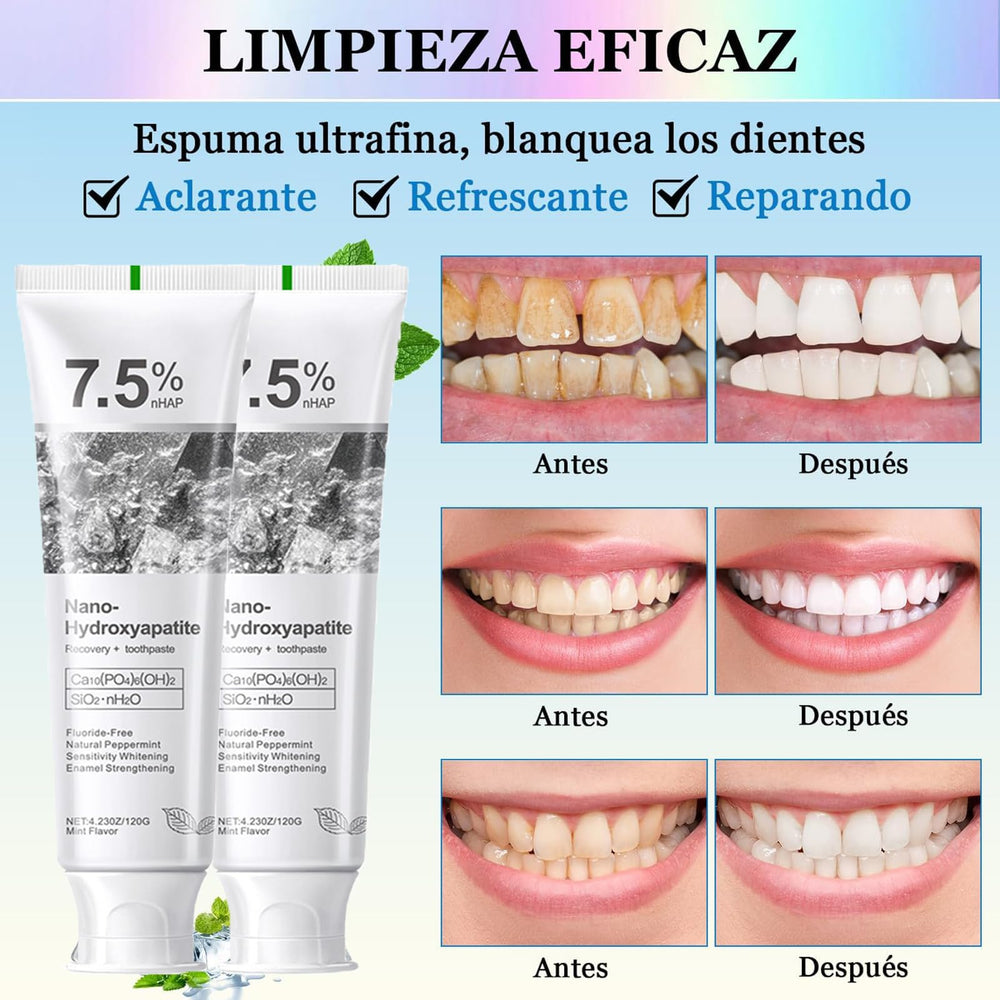 Mint-flavored hydroxyapatite toothpaste tube