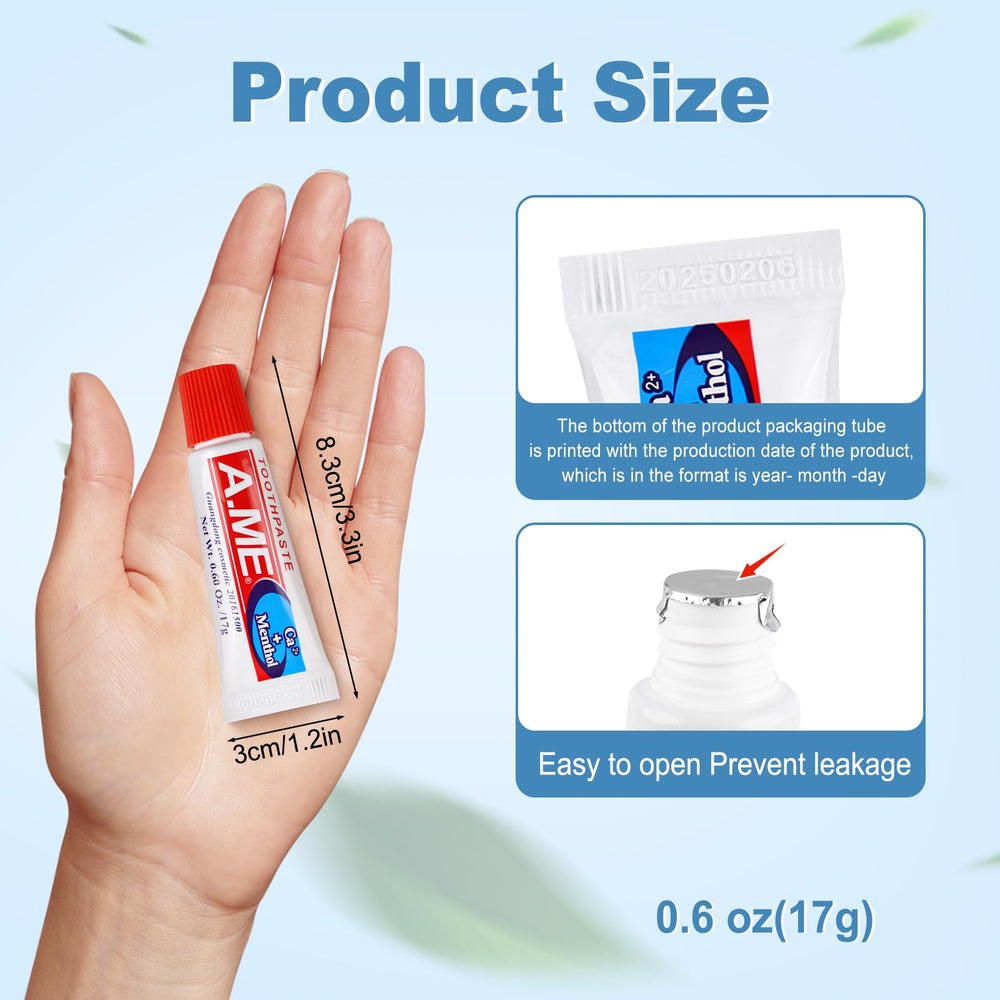 Compact 1.2 x 3.3 inch toothpaste tube