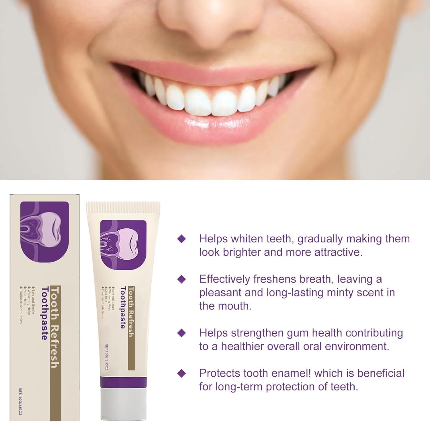 Close-up of minty gel texture of Tooth Refresh toothpaste