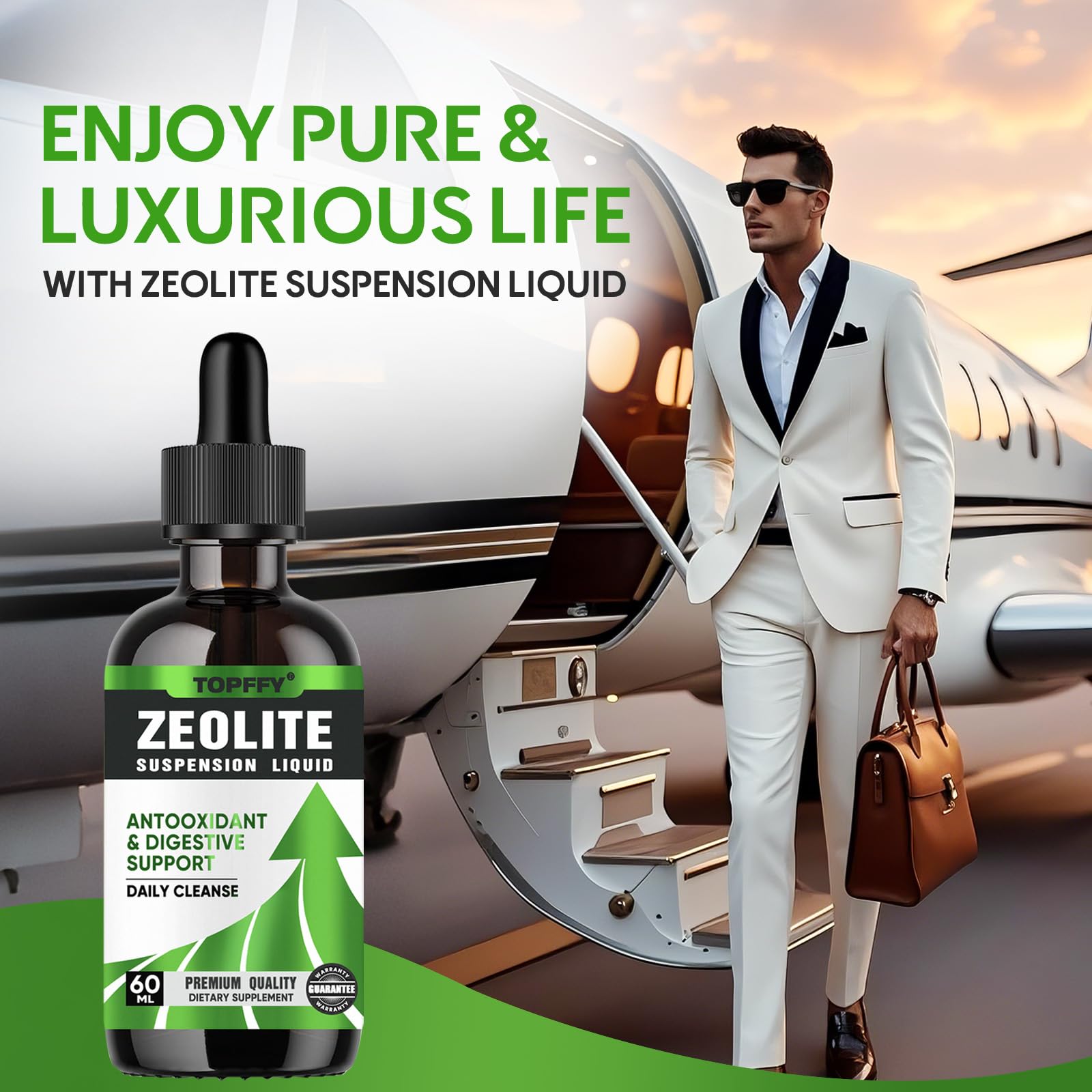 Topffy Zeolite Drops dosed under tongue demonstrates quick, on-the-go activation.