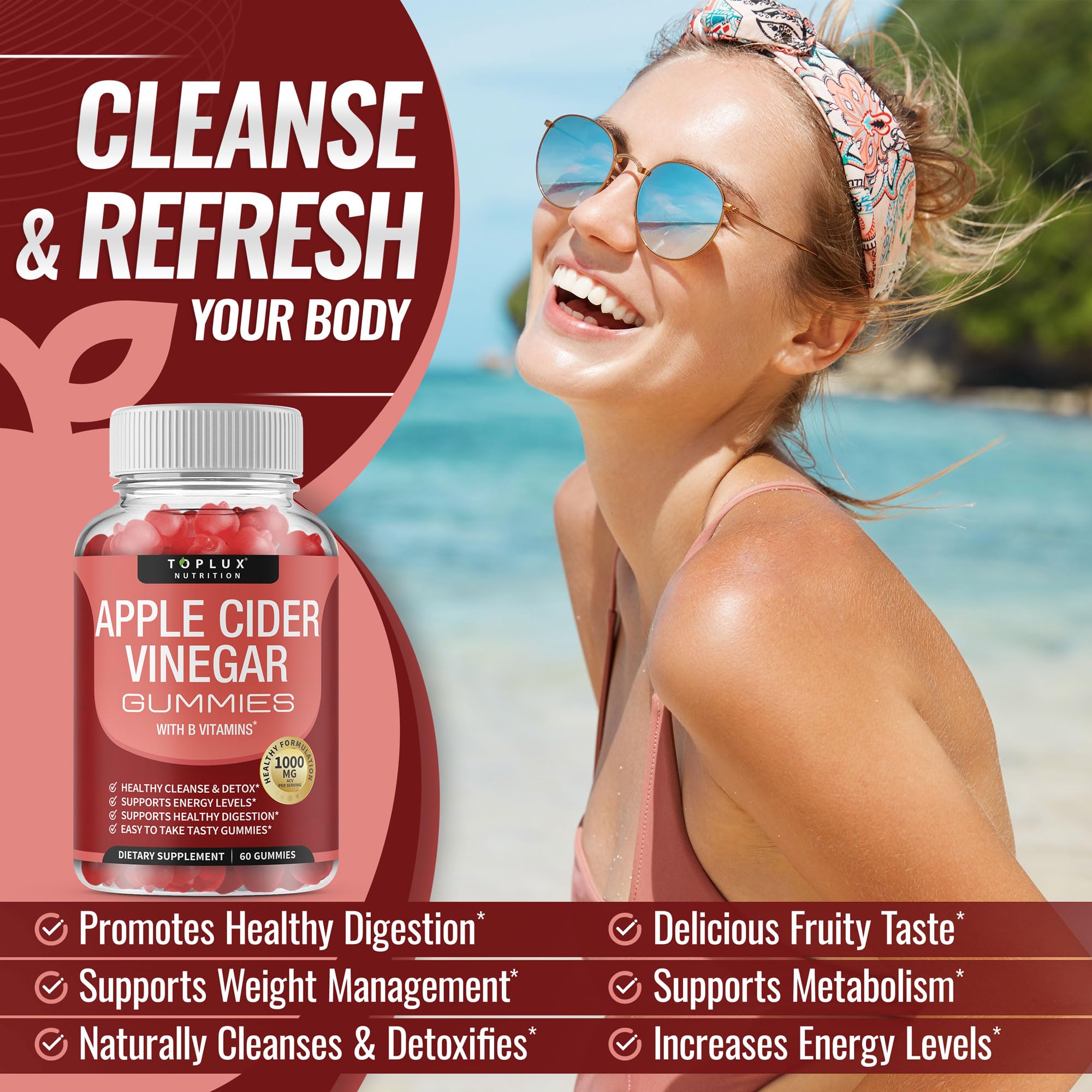 Toplux ACV Gummies ingredient beetroot pomegranate highlight natural antioxidant support and immune-friendly benefits.