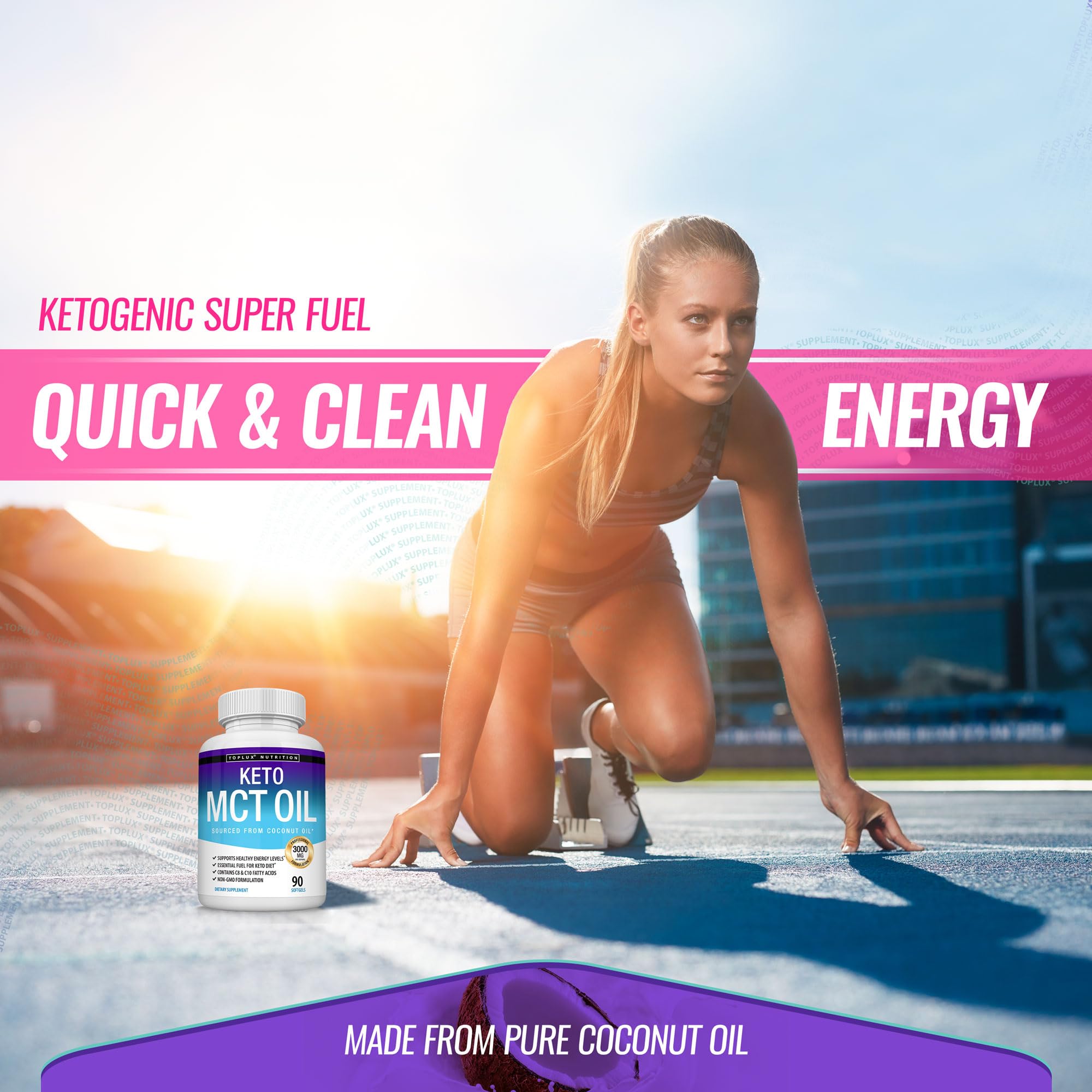 Toplux Keto MCT serving size detail showing 3000mg per serving