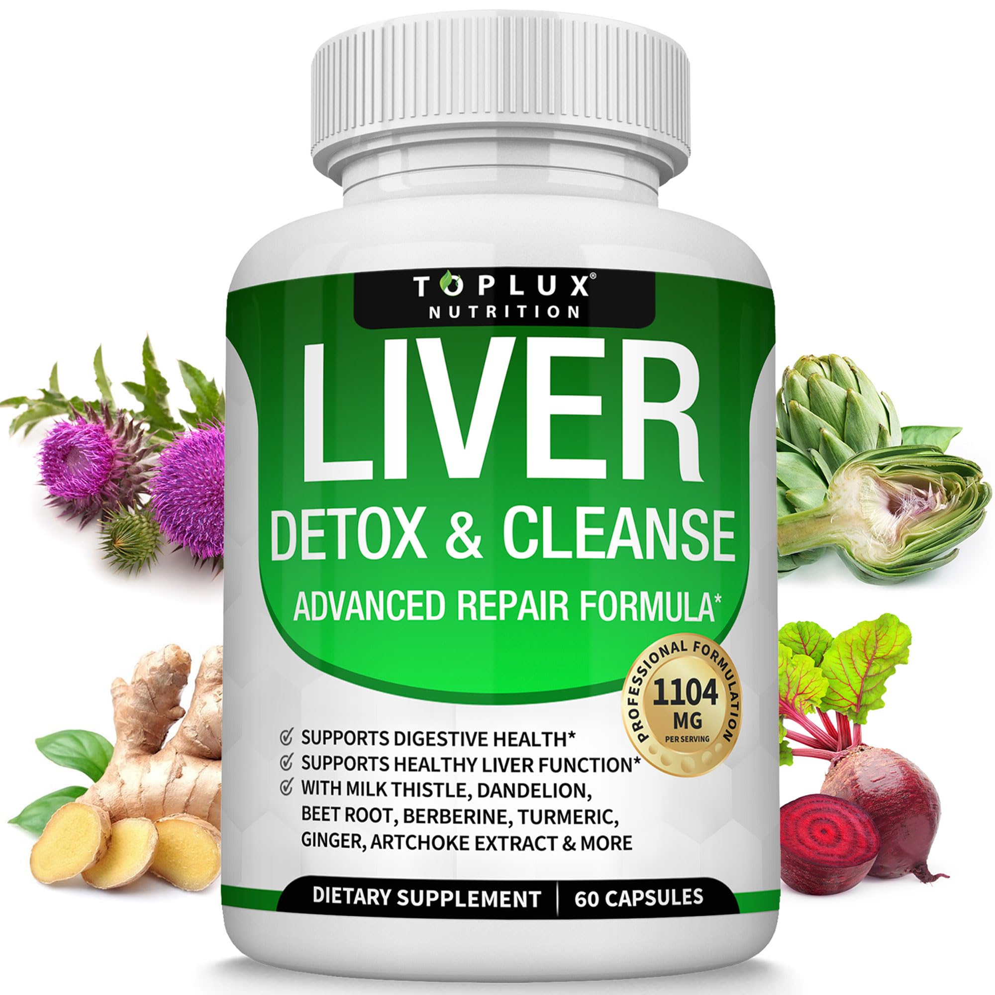 Toplux Liver Cleanse bottle highlights daily detox support and renewed vitality.