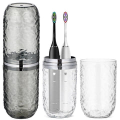 TOPPERFUN travel toothbrush holder with lid, transparent 3D pattern
