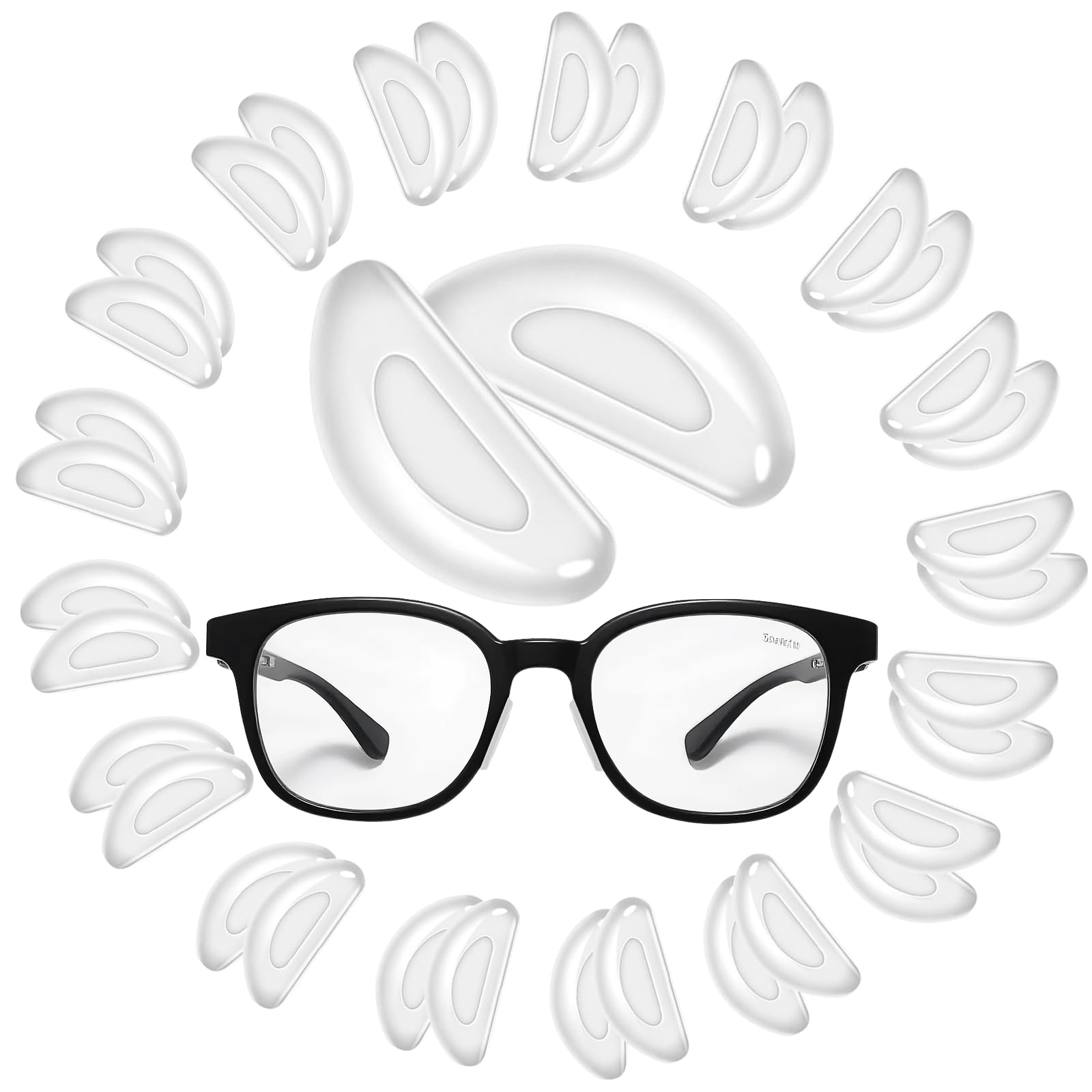 Topstart 20-pair nose pads kit with 1.0mm ultra-thin silicone for glasses