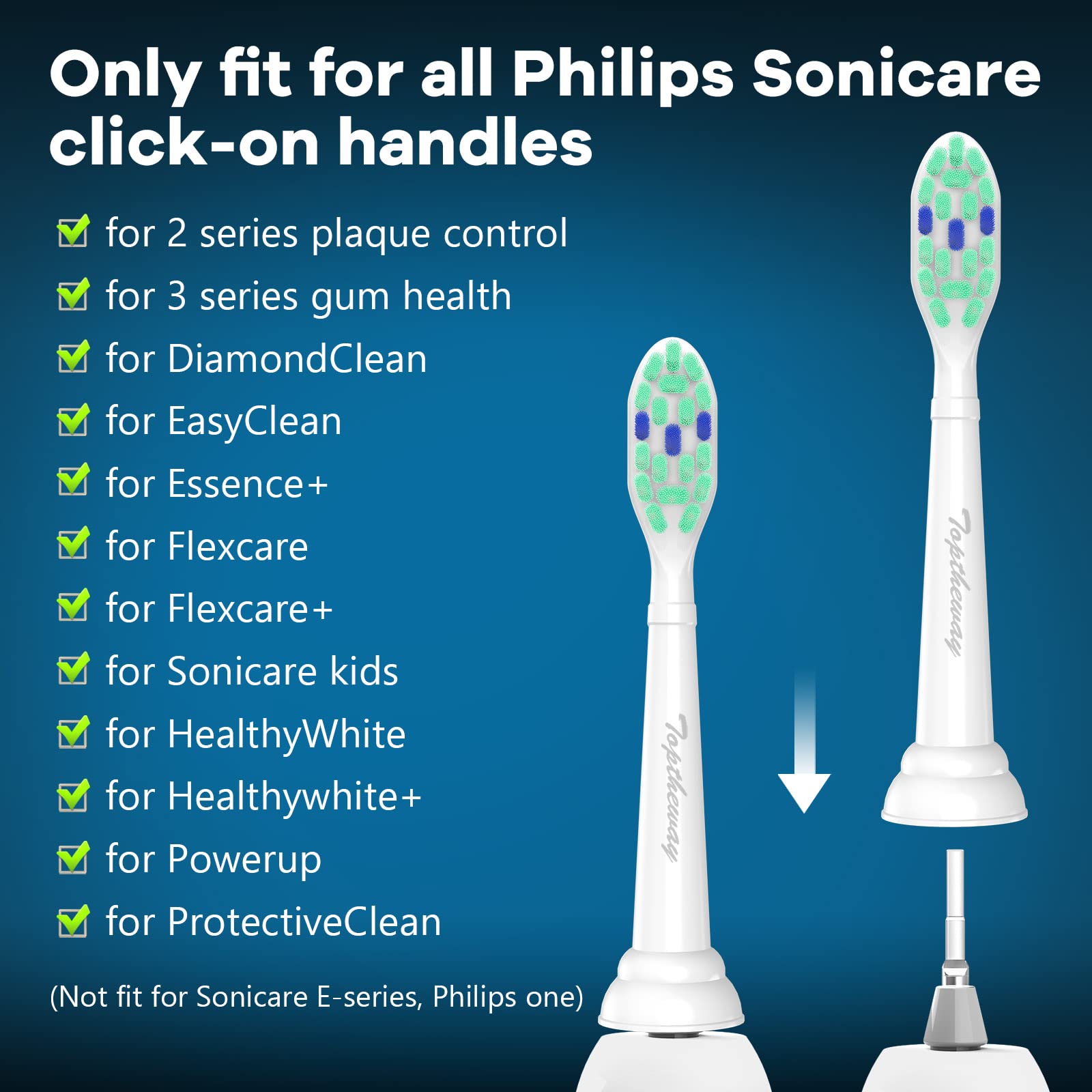 Toptheway 10-pack heads compatible with Philips Sonicare 4100/5100/5300 series
