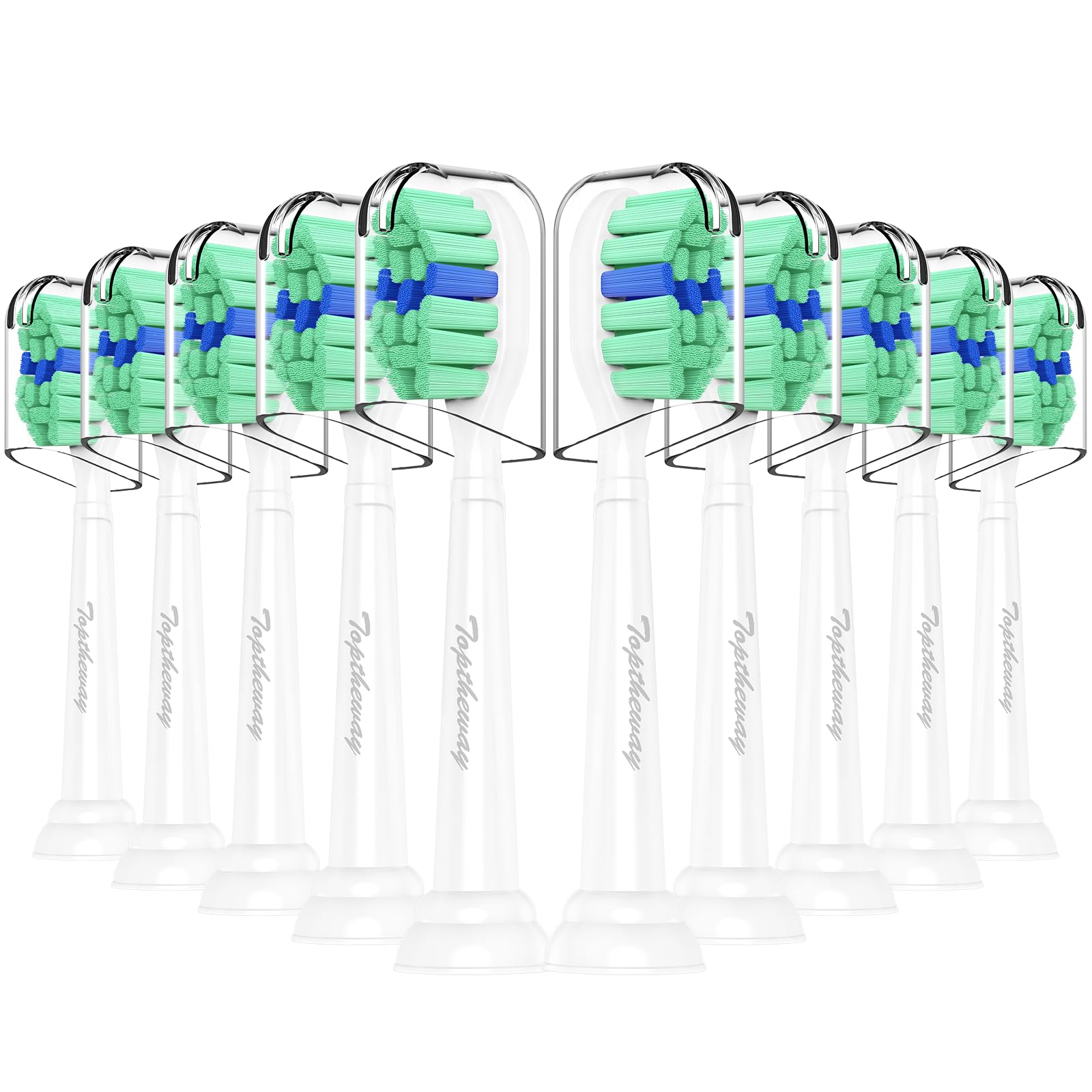 Toptheway 10-pack toothbrush heads compatible with Philips Sonicare DiamondClean and ProtectiveClean models