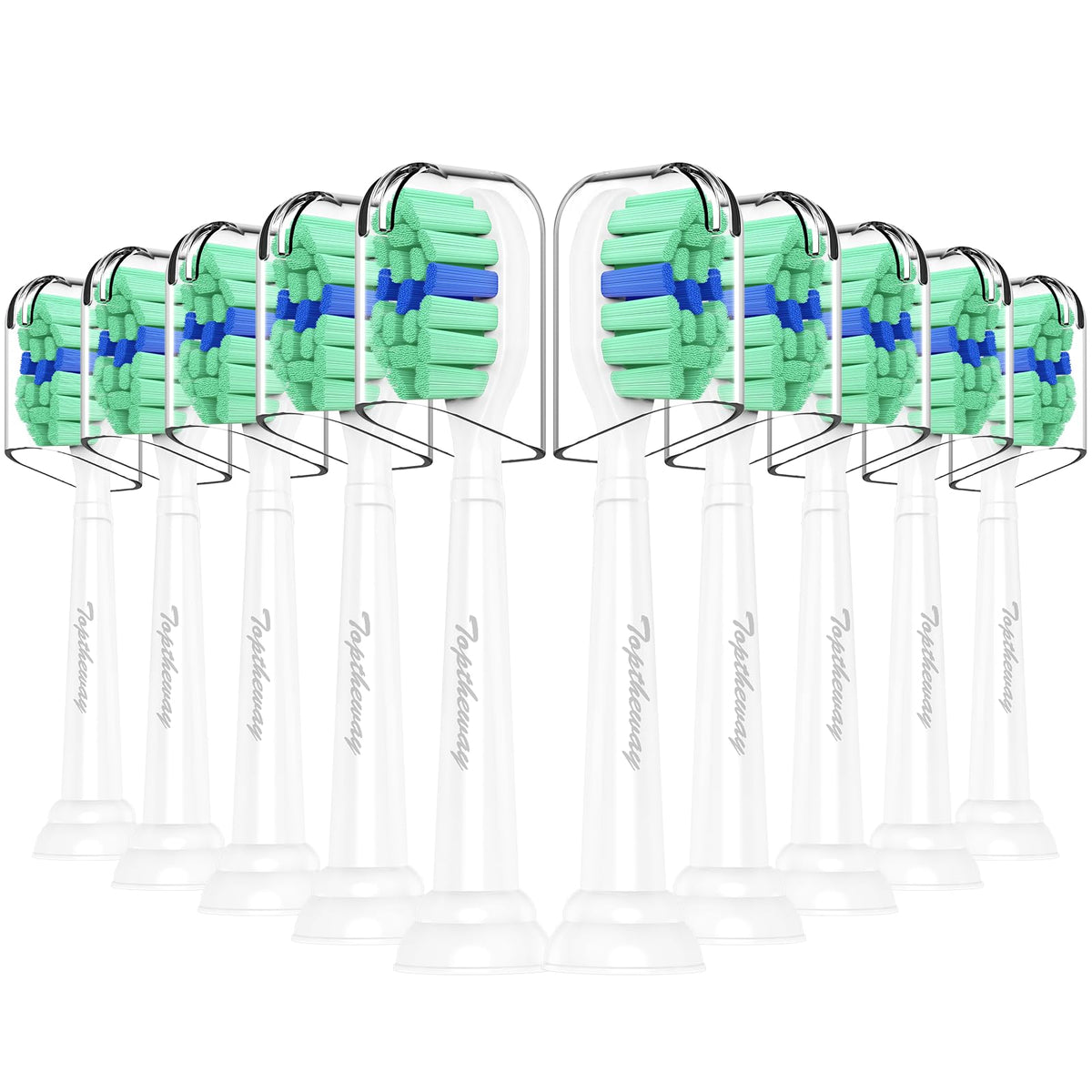 Toptheway 10-pack toothbrush heads compatible with Philips Sonicare DiamondClean and ProtectiveClean models