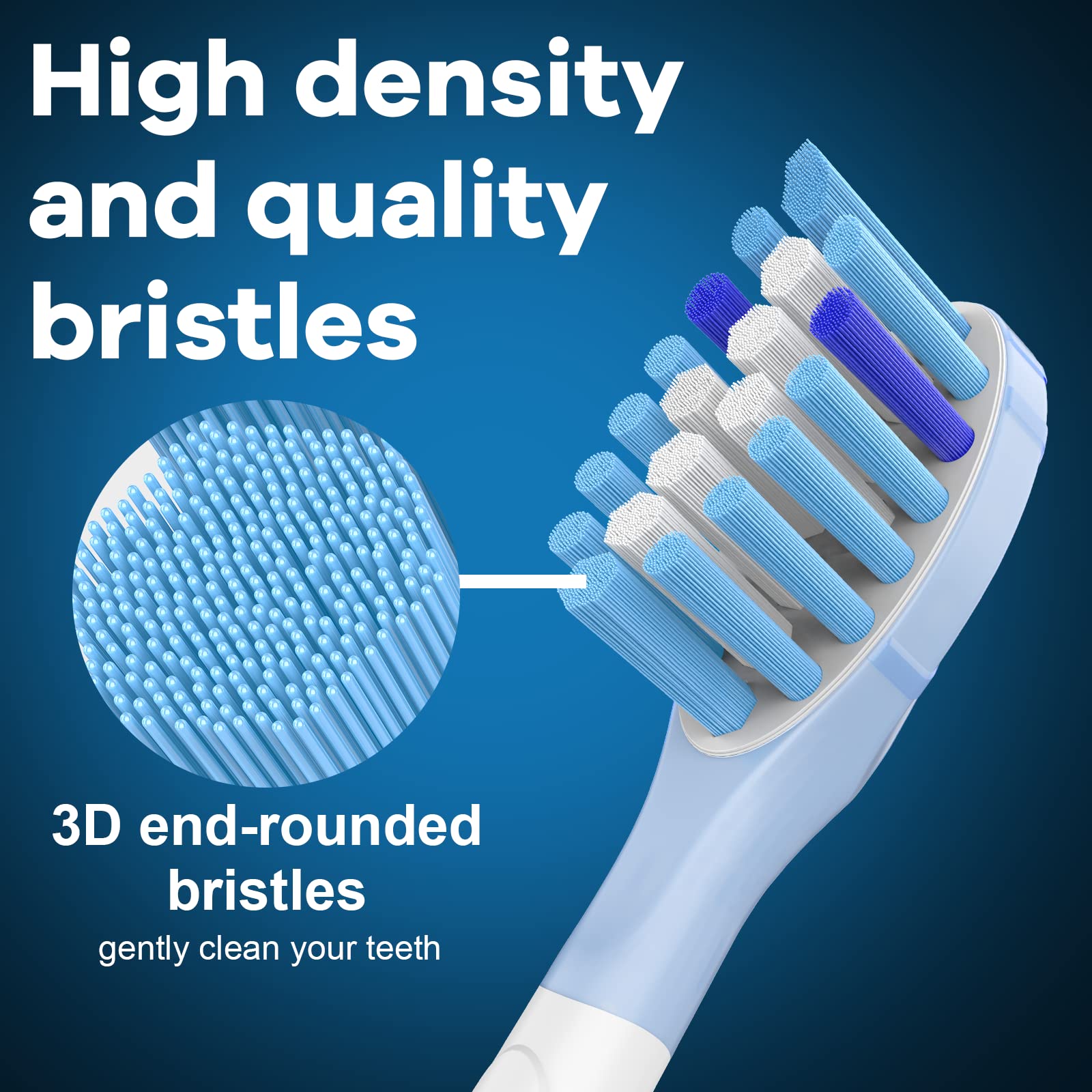 Full-size brush head designed to follow gums and teeth