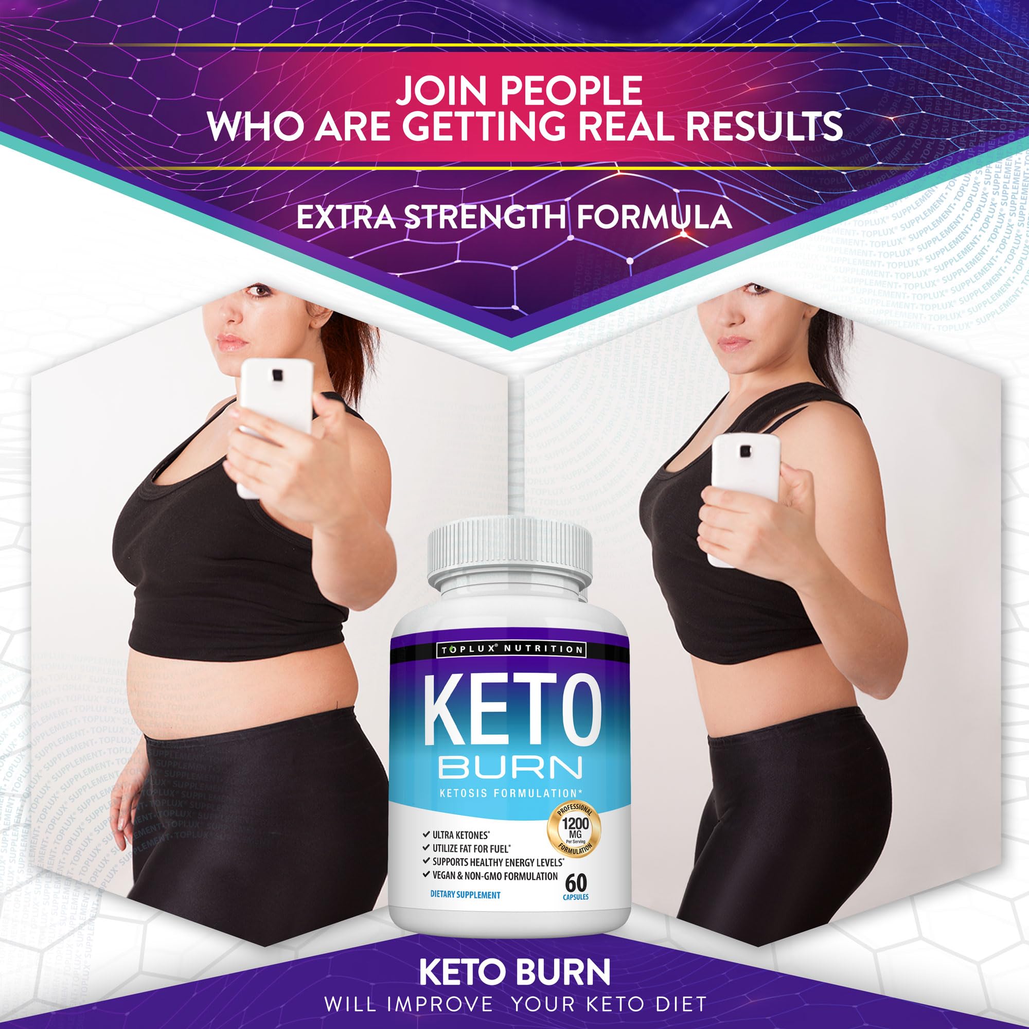 Nutrition facts panel for Toplux Keto Burn Pills