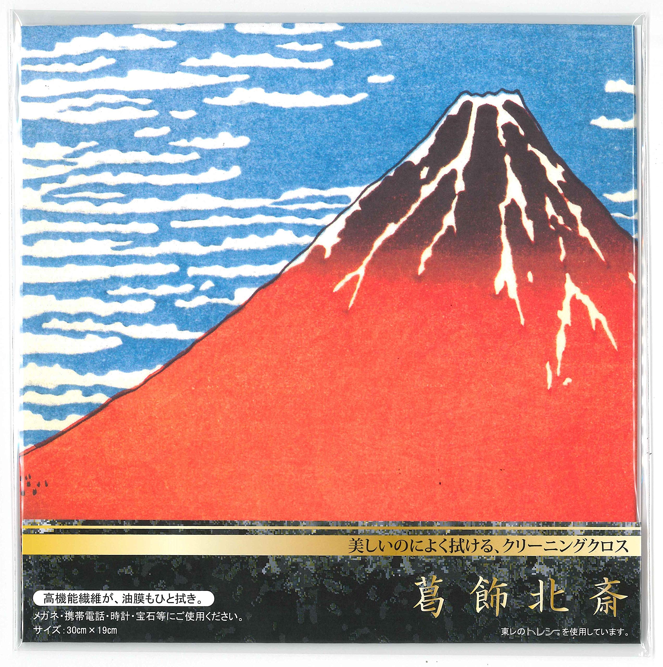 Toraysee microfiber lens cloth featuring Hokusai Mt. Fuji in red