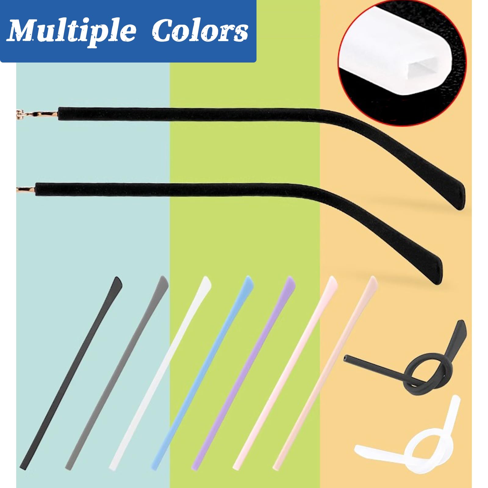 Packaging and product: 2 pairs of replacement temple tips