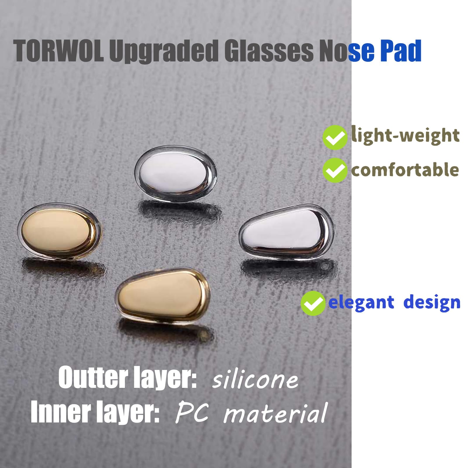 TORWOL oval nose pads in grey, 12x7 mm