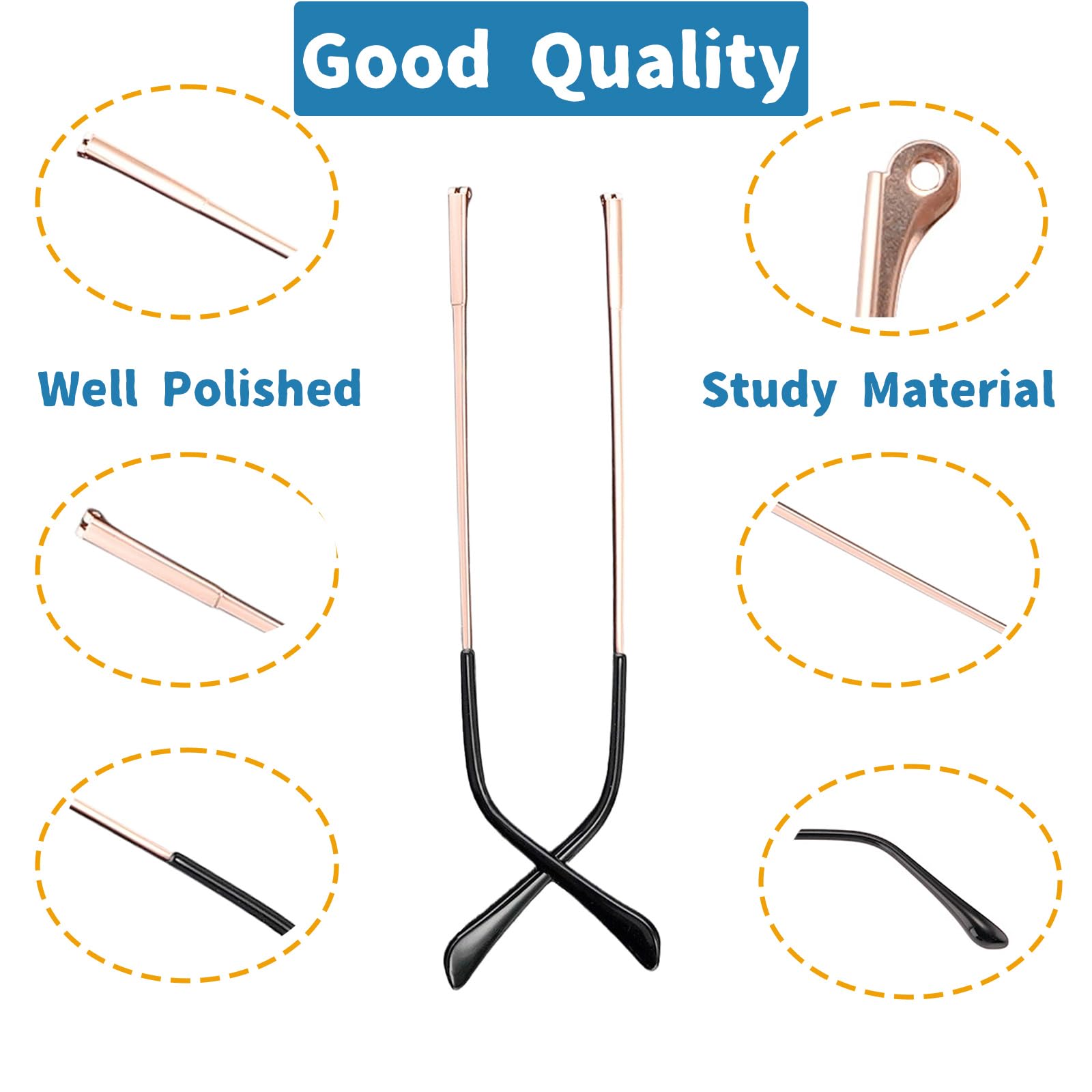 Temples suitable for most metal glasses frames