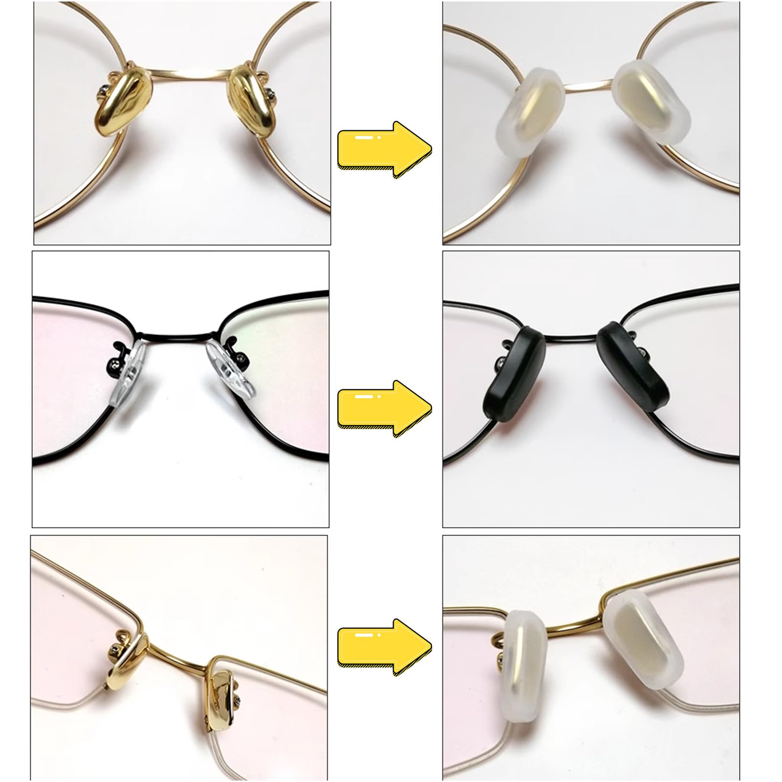 Black slip-on nose pad covers for glasses