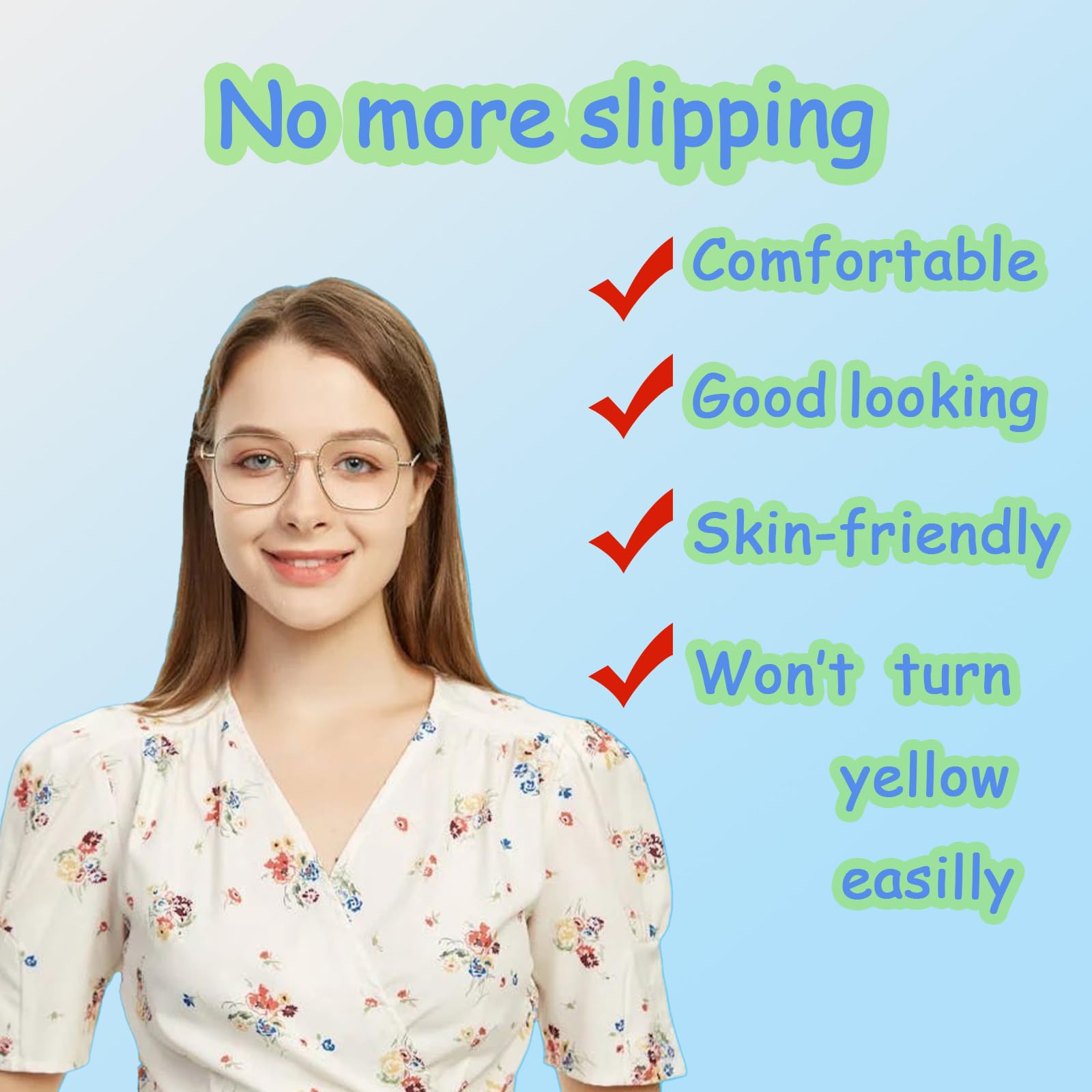 TORWOL 5-pair set of clear silicone nose pads for glasses