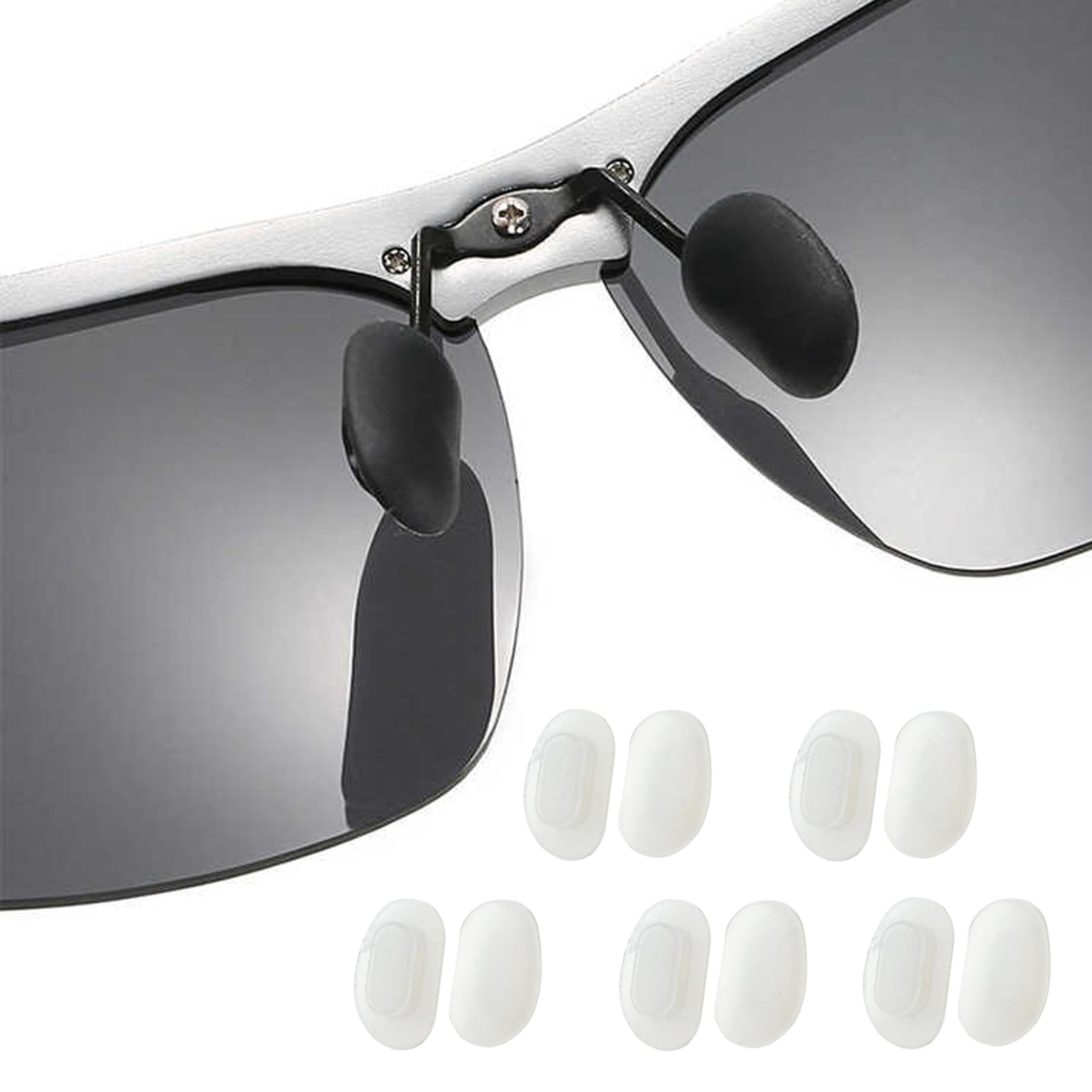 Set of 5 TORWOL silicone glasses nose pads in clear tones