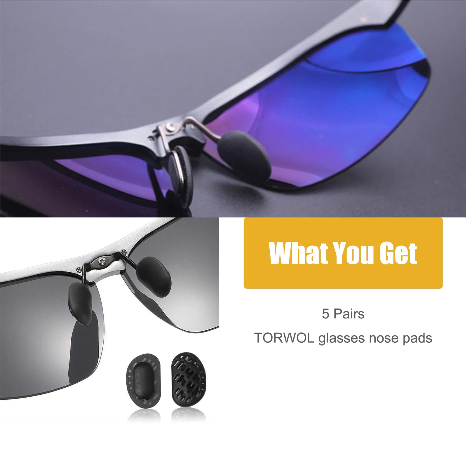 Glasses with TORWOL silicone nose pads installed