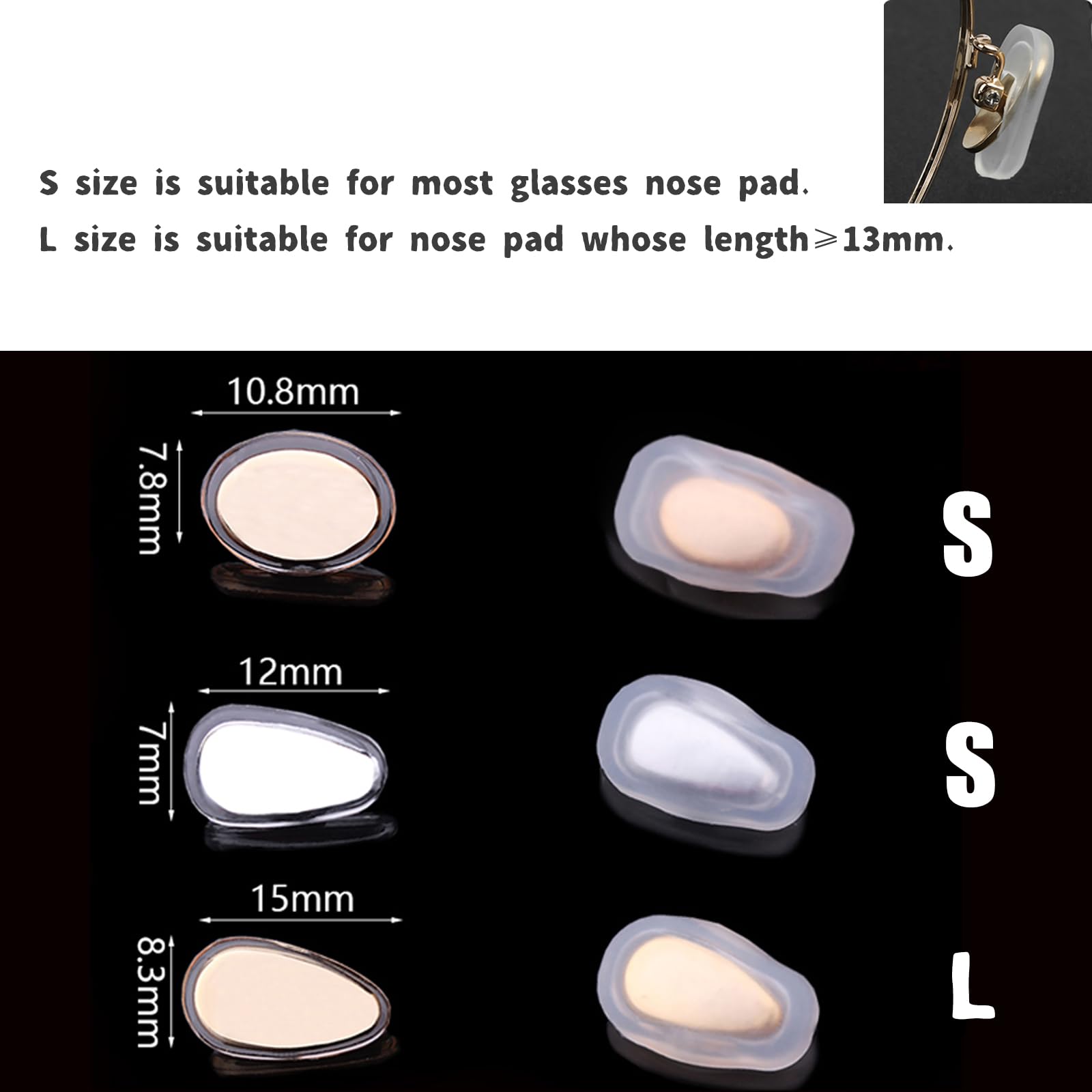 Package of 5 pairs of slip-on nose pad covers in black