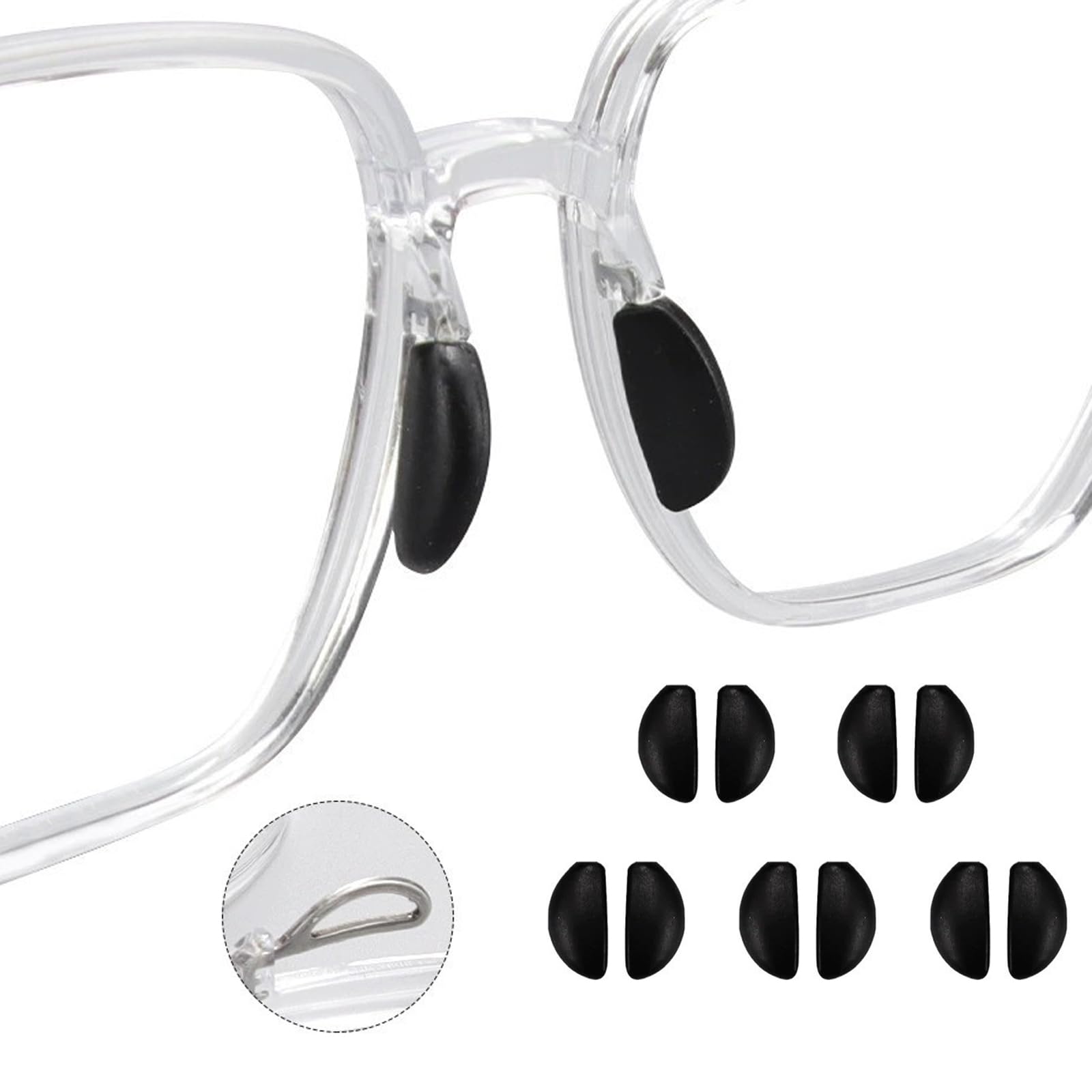 TORWOL anti-slip silicone nose pads on glasses – front view (black)